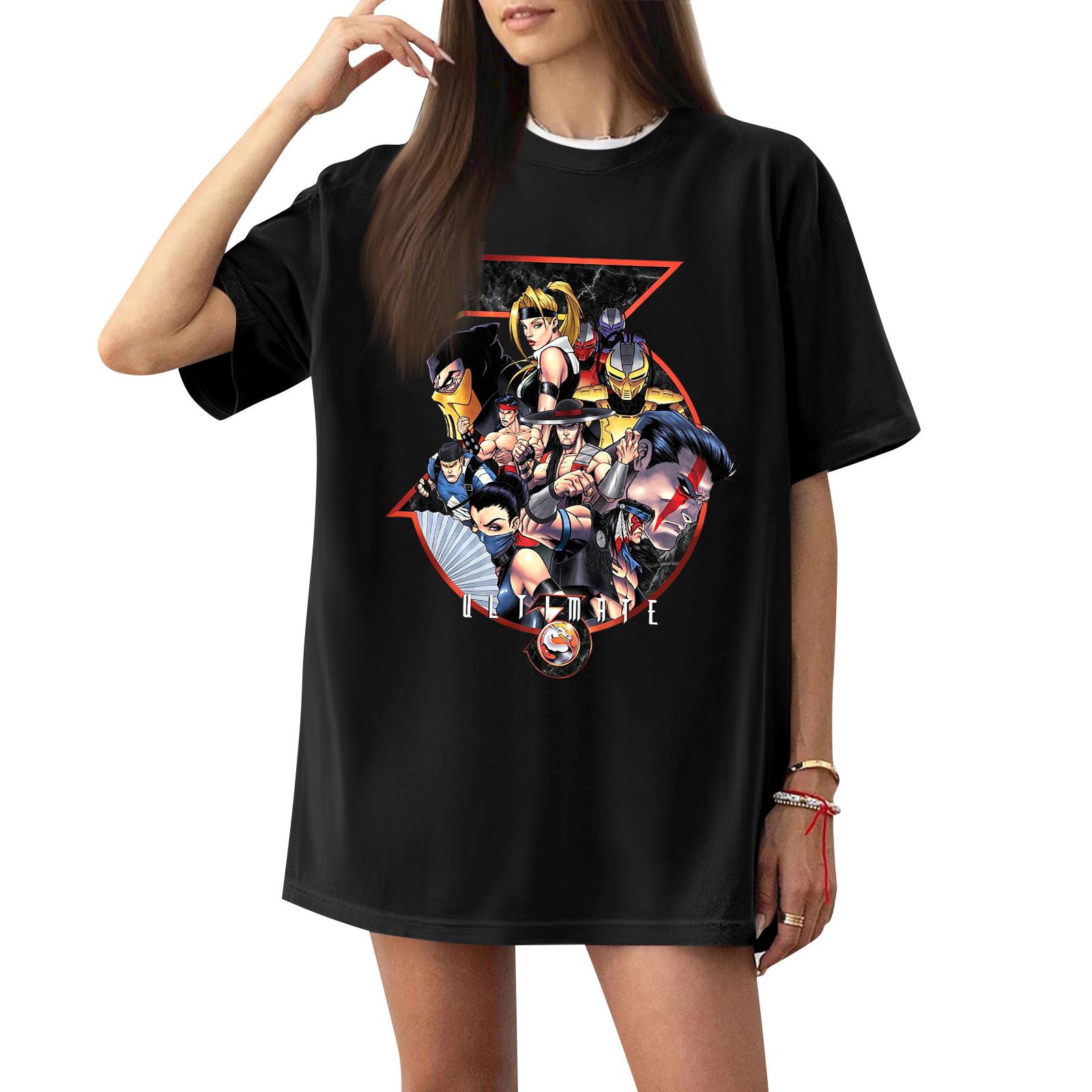 

Women s Casual Short Sleeve T-Shirt Loose Fit Crew Neck Graphic Print Oversized Tee Comfortable Everyday Wear L чёрный