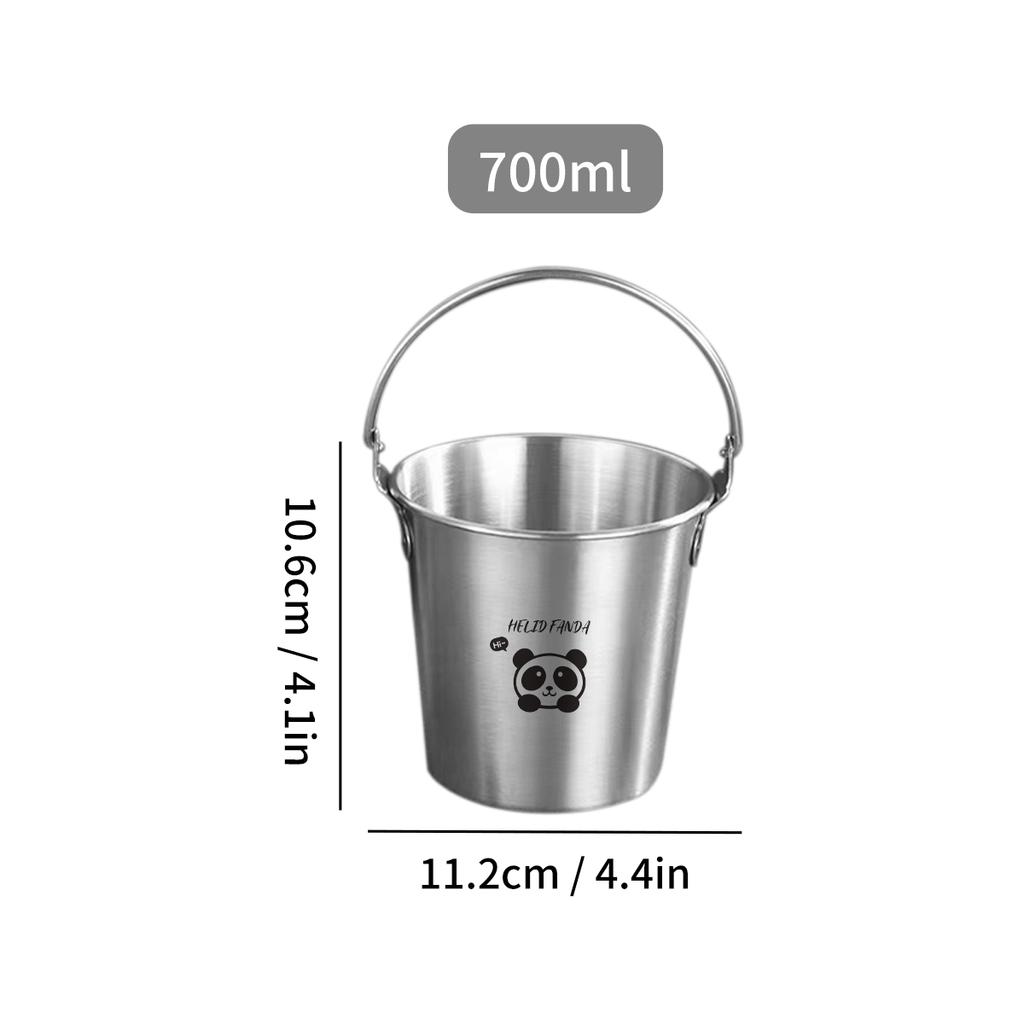 Portable 304 Stainless Steel Ice Bucket With Handle Beer Champagne Cooler Bucket Party Utensils French Fry Snack Bucket