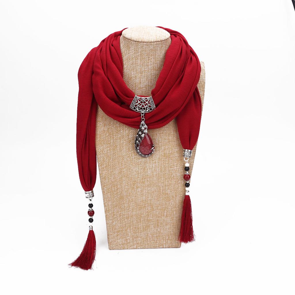 Women's Shawl, Neck Scarf, Tassel Pendant Necklace