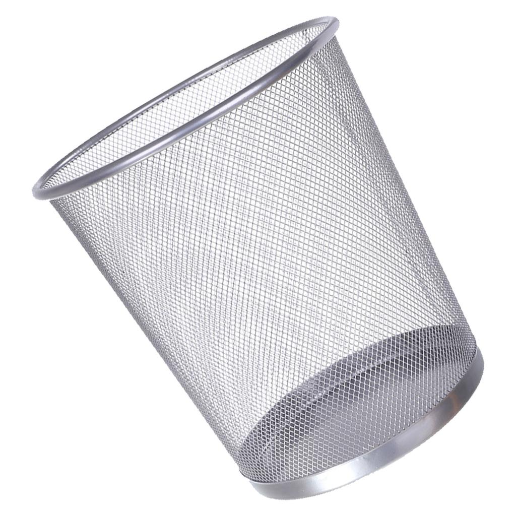 Mesh Iron Trash Can Open Top Large Capacity Well Ventilated Round Waste Basket Bin for Home Office