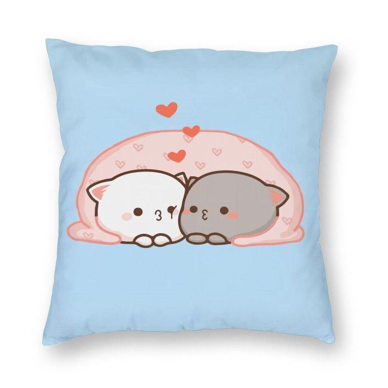 45x45cm Cartoon Cute Peach Blossom Cat Series Pillowcase Living Room Sofa Office Seat Soft Cushion Cover Home Decoration