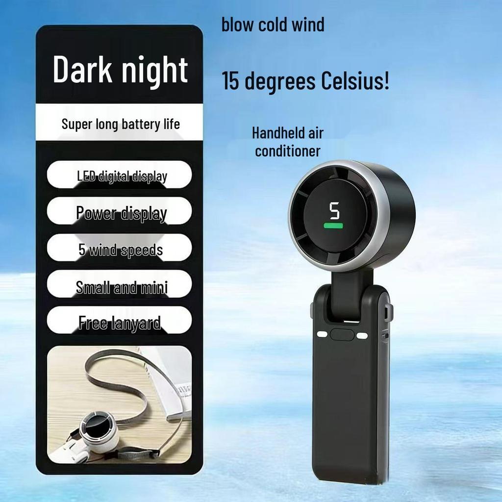 Portable Neck-Hanging Silent Fan with Digital Display for Men and Women - Versatile for Office, Dorm, and Desktop Use