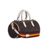 Coach Brown Signature Canvas Mini Cylinder Satchel Bag with Tassel Detail for Daily Use