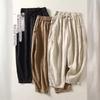 Women's High-Waist Vintage Cotton Harem Pants with Frog Buttons