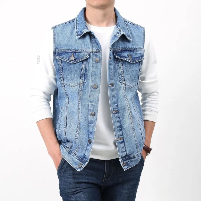 Men's Retro Trend Jacket, Large-sized Middle-aged Waistcoat, Pure Cotton Multi-pocket Vest Men Asian Size