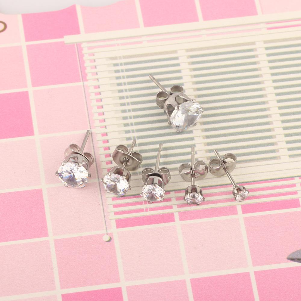 1 Pair Simple round zirconia stud earrings for both men and women 1