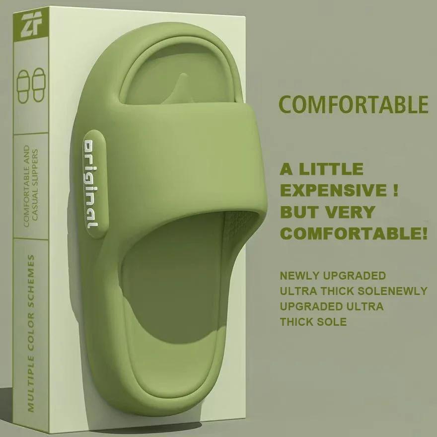 Summer Platform Cloud Slippers Women Comfy Solid Color Soft Sole EVA Pillow Slides female Couple Non Slip Beach Flip Flops