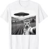Funny Cat Selfie With An Alien UFO Theme Unisex TShirt