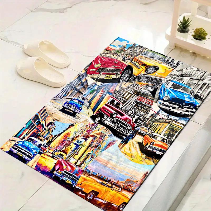 Vintage Car Carpet Rug for Living Room Bedroom Home Sofa Decoration,Kids Play Non-slip Floor Mat