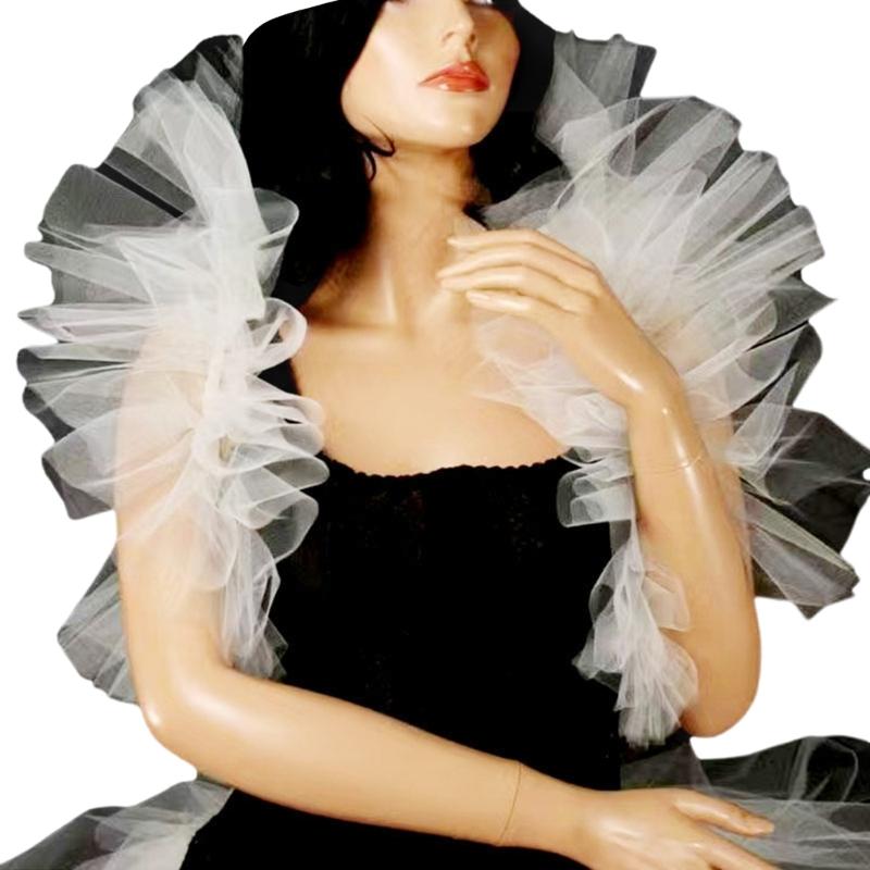 

Кружевной воротник в викторианском стиле, дышащий клоунский воротник для вечеринок на Хэллоуин и театральных представлений белый