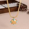 Vintage 18K Gold Plated Snake Chain Necklace with Turquoise Sun Pendant Choker Bohemian Jewelry for Women