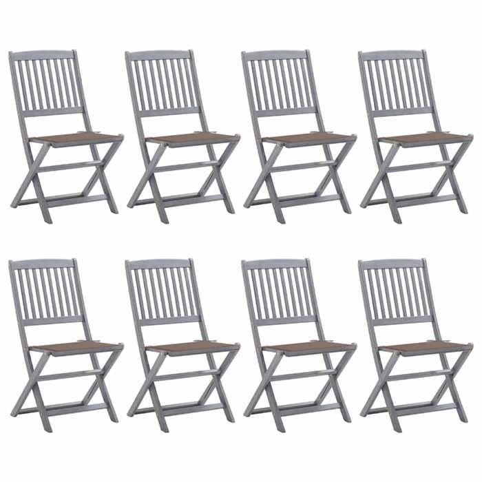 VidaXL Lot de 8 Chaises Pliables d'Extérieur avec Coussins, Sièges de Terrasse, Chaises de Salle à Manger, Meubles de Patio 3078298