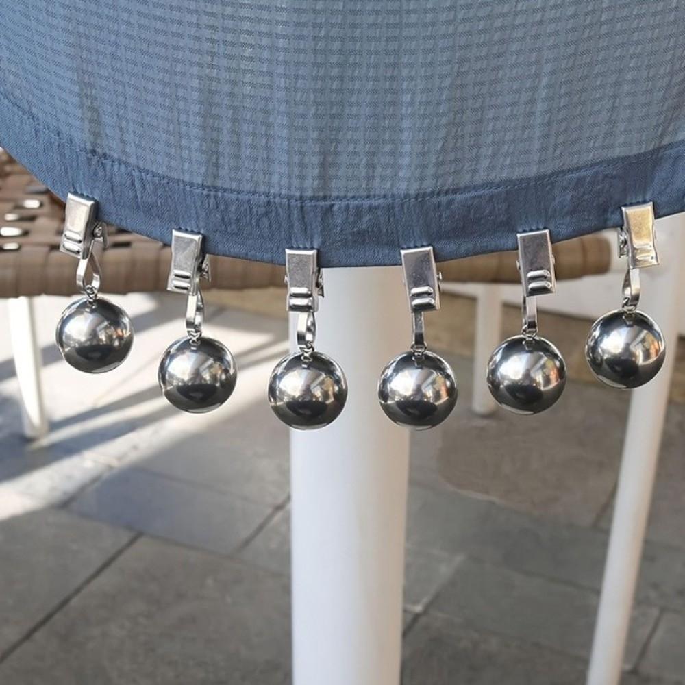 4pcs Windproof Tablecloth Weights Clips Solid Metal Ball Table Cover Pendant Clips  Home Dining