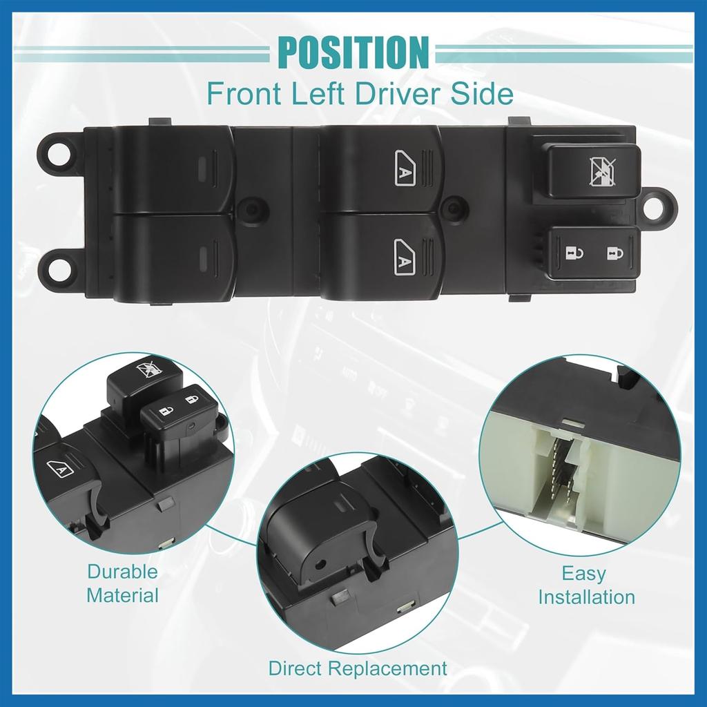 Front Left Driver Side Master Power Window Switch Fit for Nissan Armada Titan 2004 2005 No.254017S200 - Pack of 1 Black Item Replacement