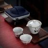 Ceramic Travel Tea Kettle Portable Tea Kettle Outdoor Tea Set Gaiwan Tea Bowl One Pot And Two Cups Kitchen Kitchen Bar | Tea Sets