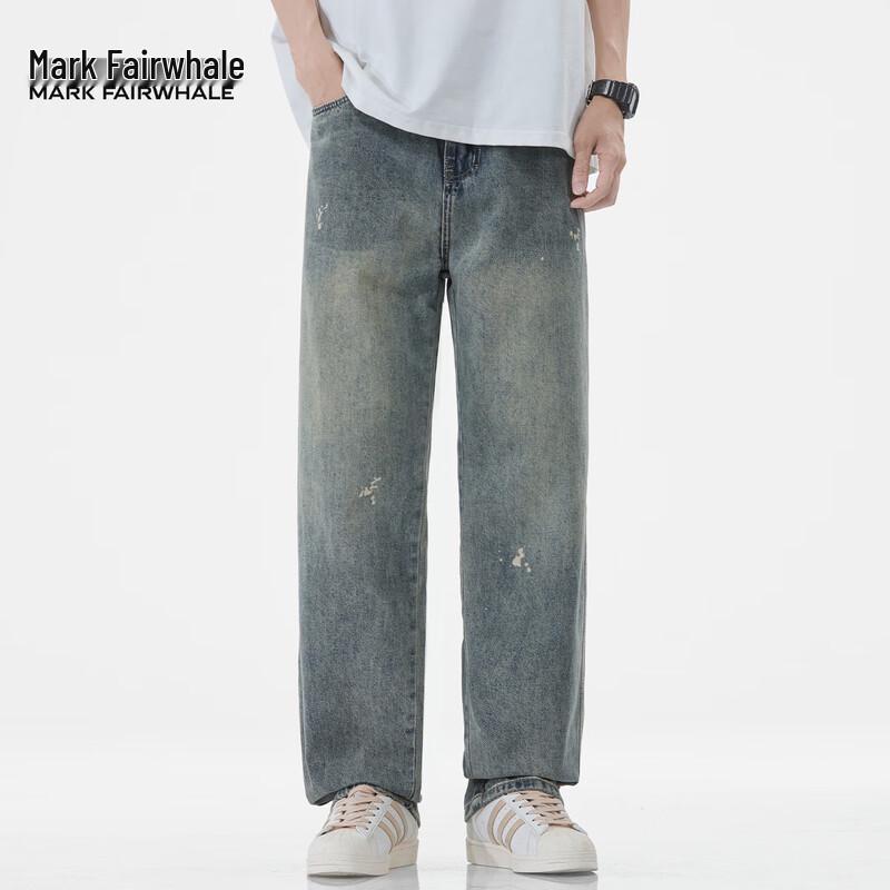 Mark Fairwhale Men's Loose Straight-Fit Distressed Jeans
