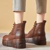 Fashion GKTINOO  Fashion Retro Women Platform Boots Autumn Round Toe Genuine Leather Wedge Heel Ankle Boots Women Handmade Casual Shoes