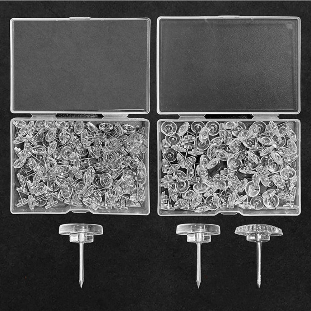 100Pcs DIY Transparent Push Pins Creative Multifunctional Thumb Tacks Durable with Box Cork Board Pushpin Wall Markers