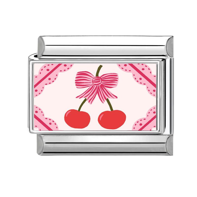 Y2K Pink Series Girls' Eye Rabbit Star Butterfly Cherry Italian Charm Links Fit 9MM Stainless Steel Bracelet DIY Making Jewelry