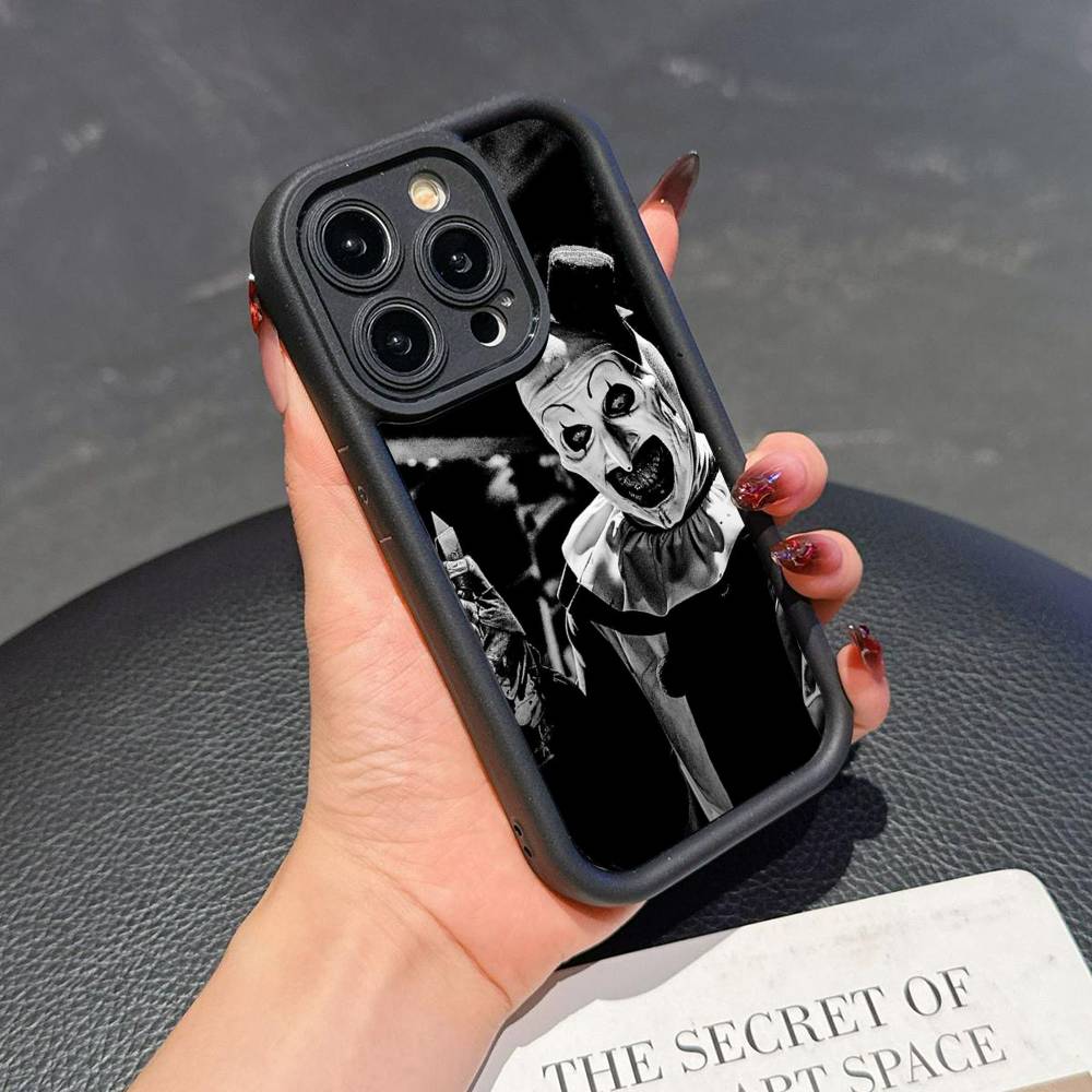 The-Clowns-horrors-T-Terrifier For iPhone 17 16 15 14 13 12 11 Pro Max Plus Black Full Coverage TPU Shockproof Cover