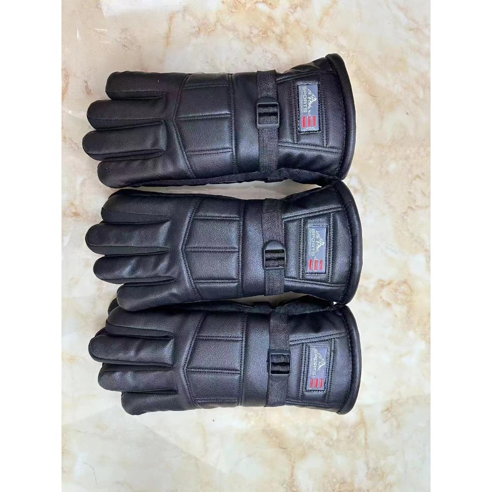 Leather gloves men's winter touch screen thickened fleece windproof warm motorcycle outdoor non-slip riding waterproof gloves