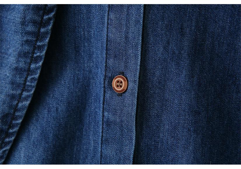 2026 Spring Plus Size Flowy Collar Denim Shirt for Women - Long Sleeve Slimming Jacket Fashion Top