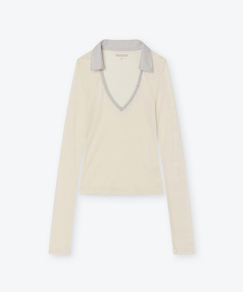 Weseuken Sheer Collar Long Sleeve (Cream)