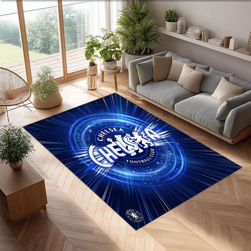 Chelsea FC Printed Flannel Area Rug Non Slip Soft Polyester Floor Carpet Indoor Decor Mat for Bedroom Living Room Sofa Game Room Home Decoration