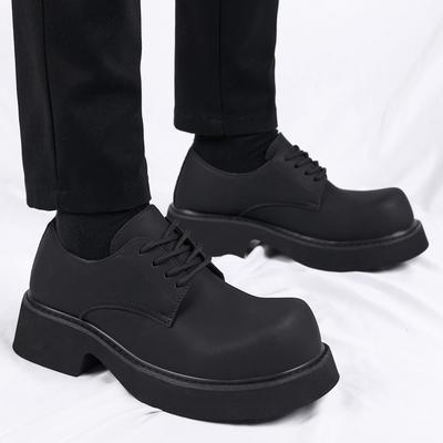 Pantofi derby negri pentru bărbați 2025 noi pantofi de iarnă cu platformă înălțătoare pantofi cu cap mare casual pantofi din piele mată cu cap rotund pentru bărbați