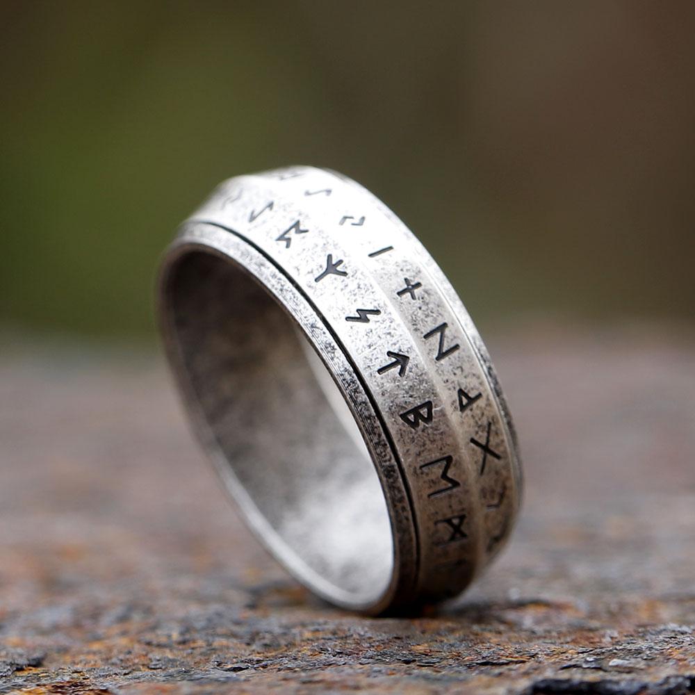 NEW Rotatable Men's 316L Stainless Steel Rings Retro Odin Viking Rune for Teen RING Amulet  Jewelry Gift