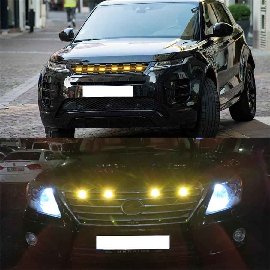 For Raptor Style Smoked Lens Amber 12 LED Front Grille Running Lights For Ford