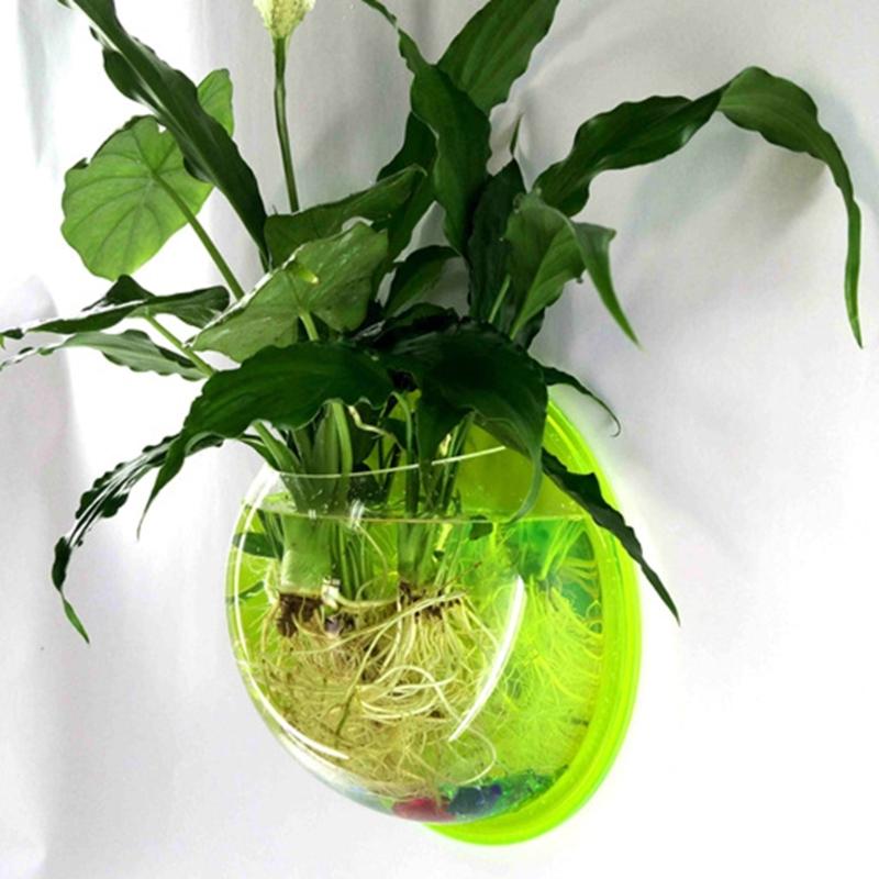 Wall Mounted Clear Acrylic Fish Bowl Transparent Wall Hanging Fish Tank Wall Mounted Aquarium Wall Plant Pot Planter