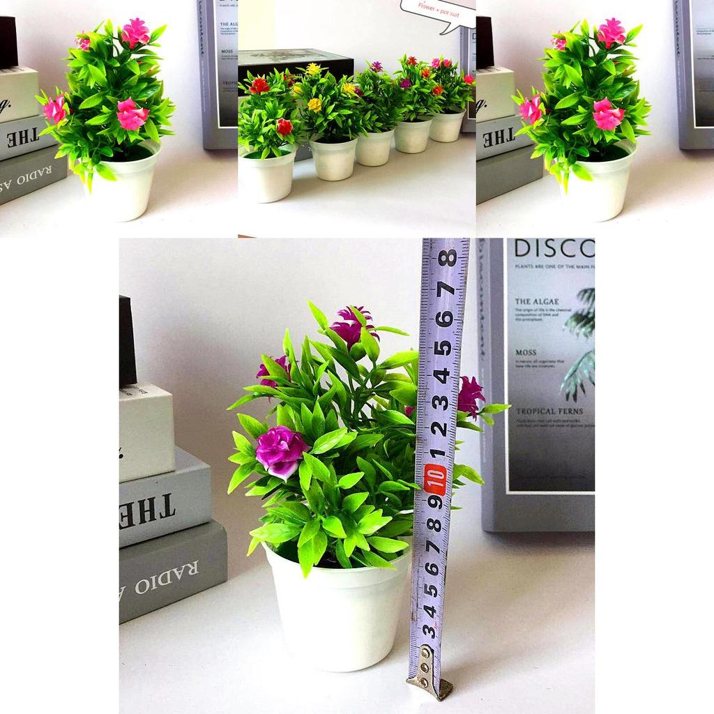 Artificial Rose Miniature Potted Plant With Plastic Construction For Home Decor And Gift