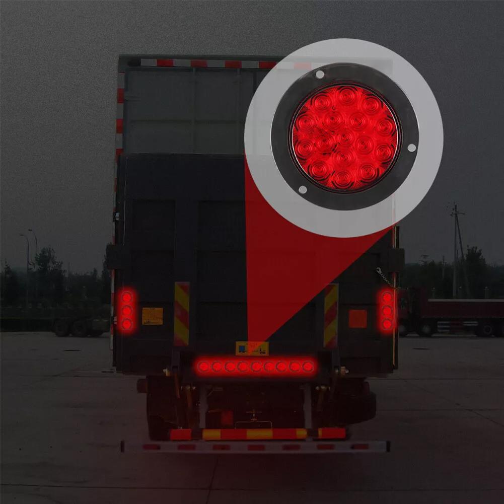 16 LED 14CM Car Round Truck Trailer Tail Lights Turn Signal Brake Stop Rear Running Reverse Lamp Red Yellow White 12V 24V