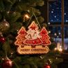 Christmas Front Entrance Sign Wooden Hanging Ornament, Multi-Layer Tree Wood Plaque Atmosphere Wall with Rope, Merry Festive Door Decor Shaped Signs