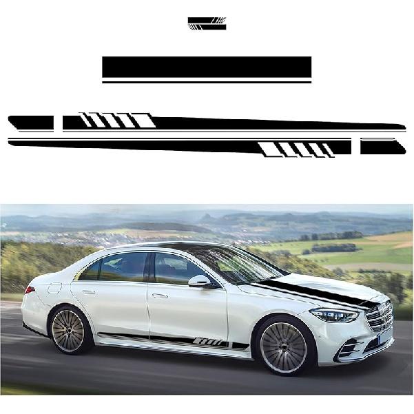 5 PCS Car Hood Stripe Sticker, Vinyl Modified Rearview Mirror Decals, Racing Sports Auto Body Side Sticker Decoration, Universal Exterior Stickers