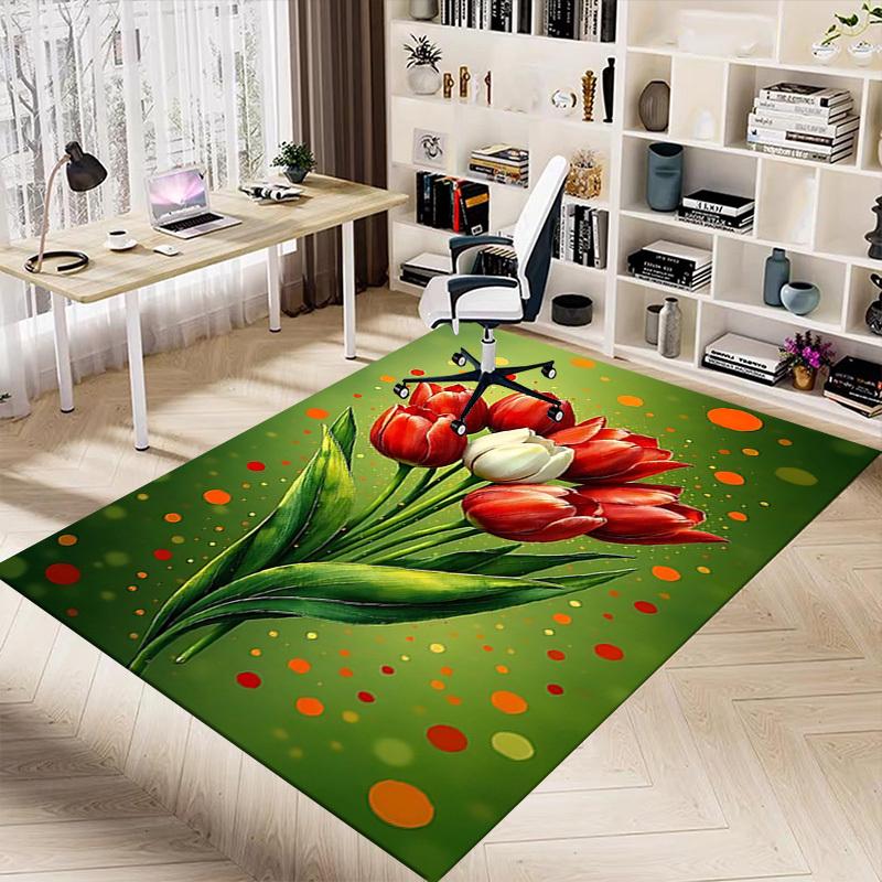 1PC Tulips Flowers Anti-slip Carpet, Suitable for Office, Bedroomand Playrooms. It Can Also Be Used As a Sofa Footrest cover-R45