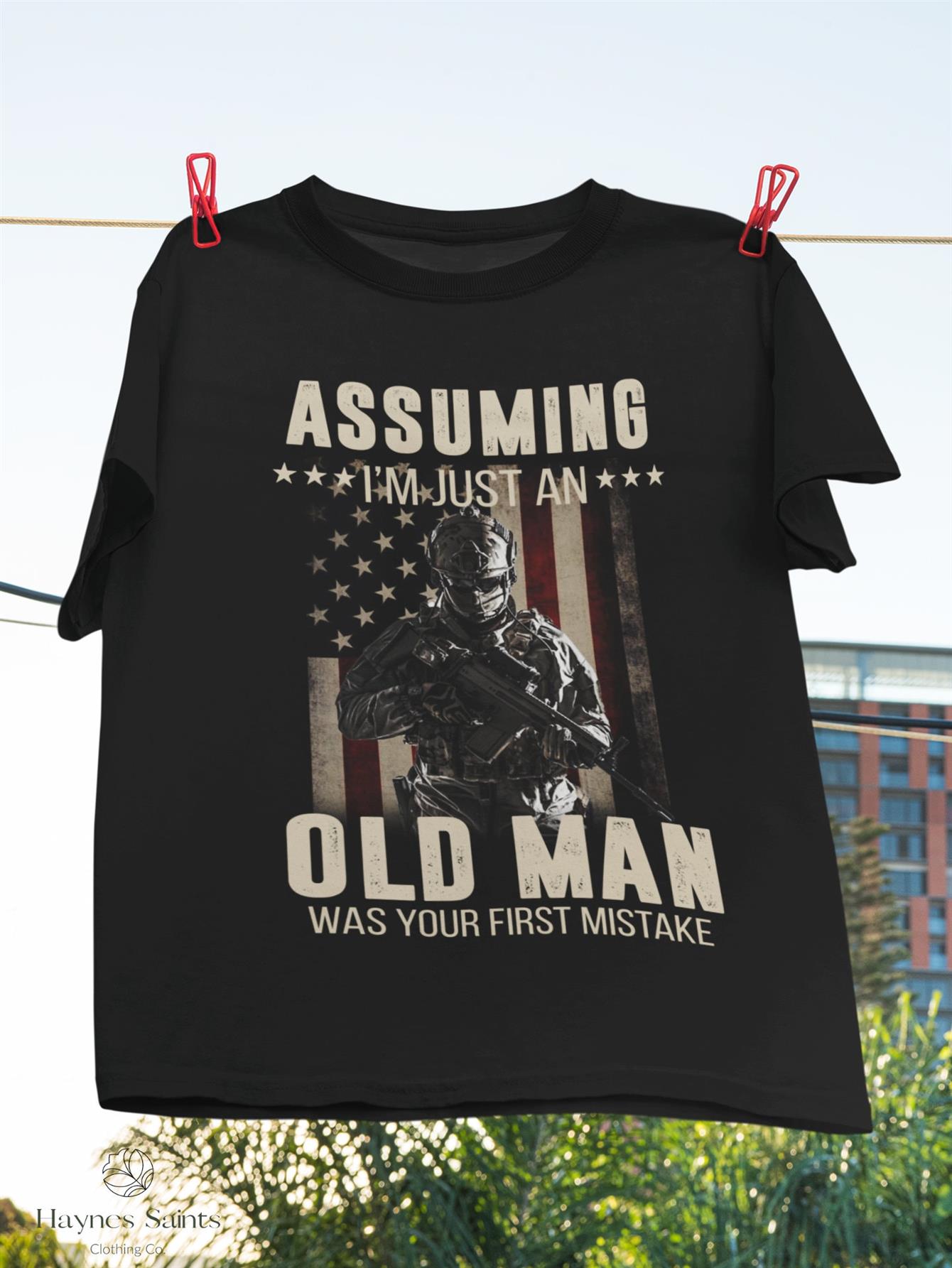 Мужская винтажная футболка с американским флагом и дизайном US Veteran с надписью Assuming Im Just An Old for Man Was Your First Mi S