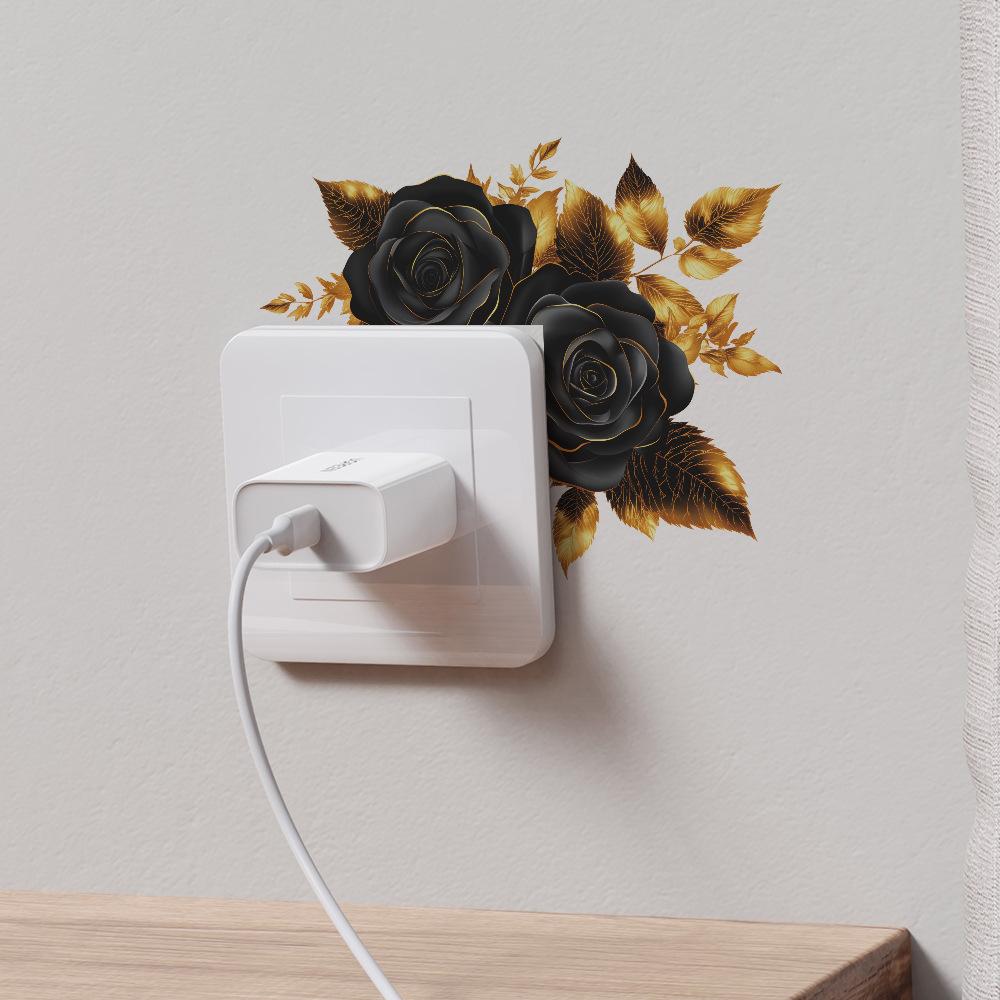 Personalised Painted Roses Bedroom Living Room Switch Background Beautification Wall Sticker
