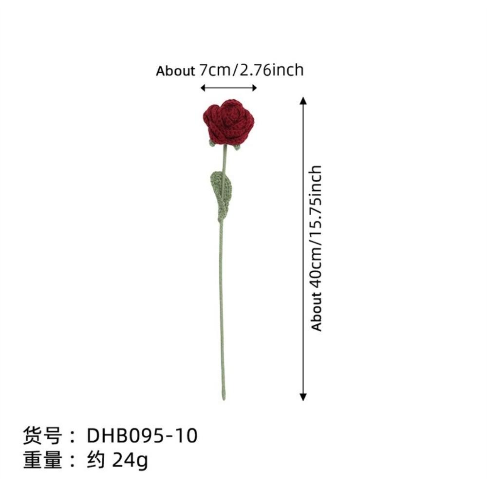 1/5/9pcs Hand Knitted Fake Rose Flowers Crochet Woven Rose Flower Bouquet  Mother's Day