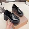 Small Leather Shoes Women's Super High Heel 2025 Spring New Heightening British Style Single Shoes Platform Thick Heel Loafers Women