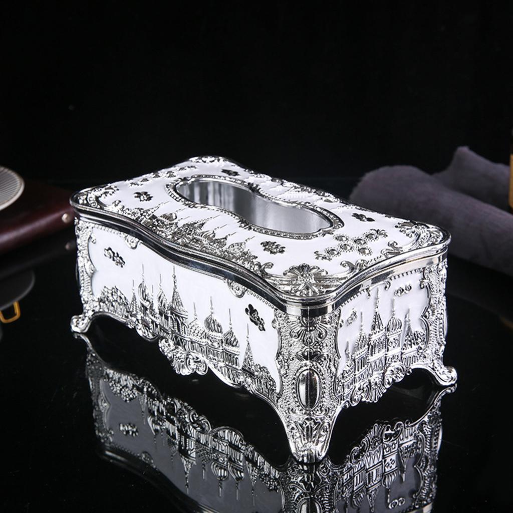 Obdélníková krabička na kapesníky Luxusní držák na ubrousky Papírové pouzdro Dávkovač Elegantní hrad-Dekorativní Držák krabičky na obličejové kapesníky