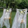 Chiffon Ribbon Artificial Flower Chair Decorations Pew Flowers  Wedding Ceremony