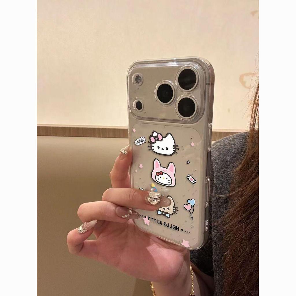 Hello Kitty Transparent Cartoon Case for Apple 13Pro/14/15/16/17 ProMax XS