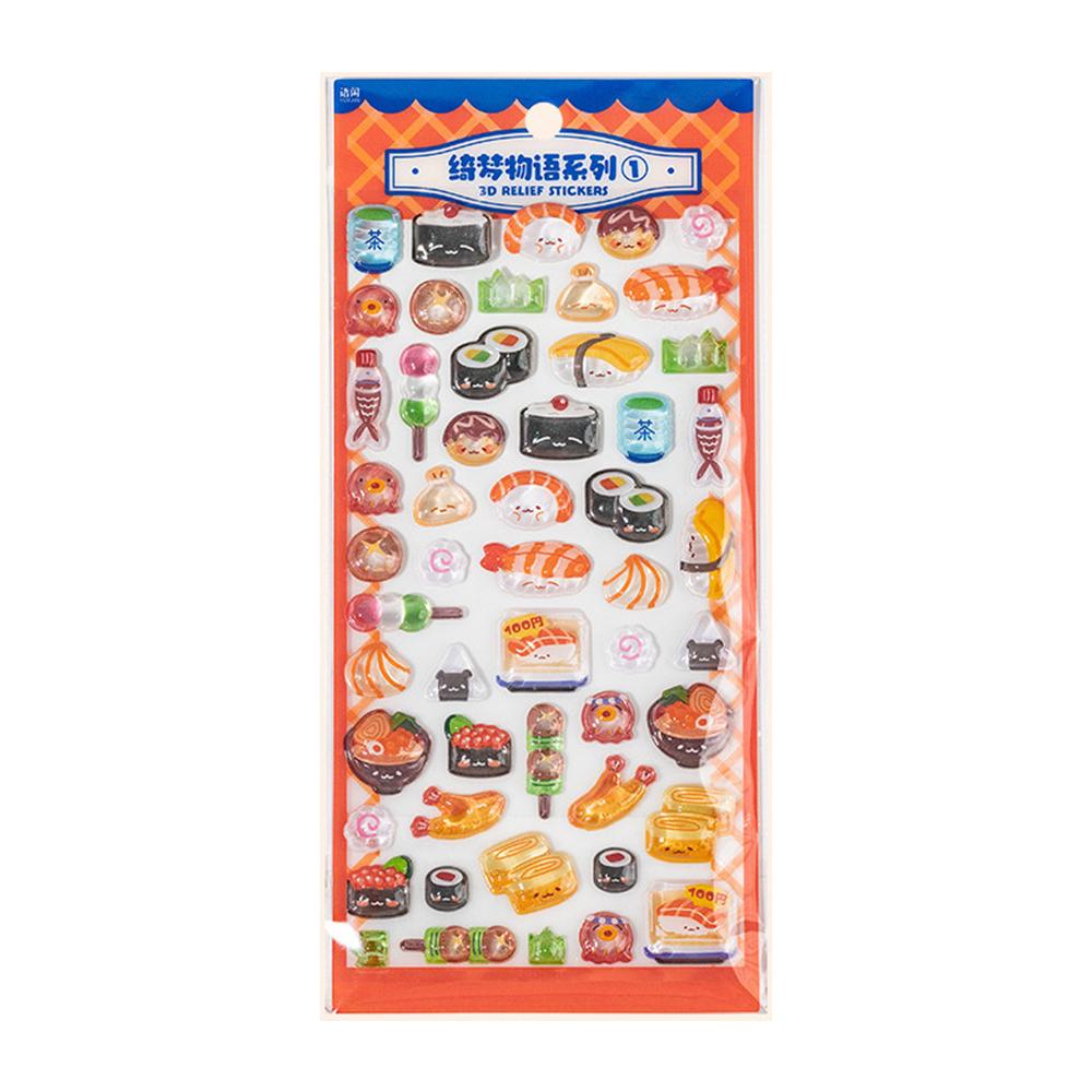 1/4pcs Cute 3D Sushi Candy Relief Stickers for Handmade Diy Scrapbooking Journaling Supplies