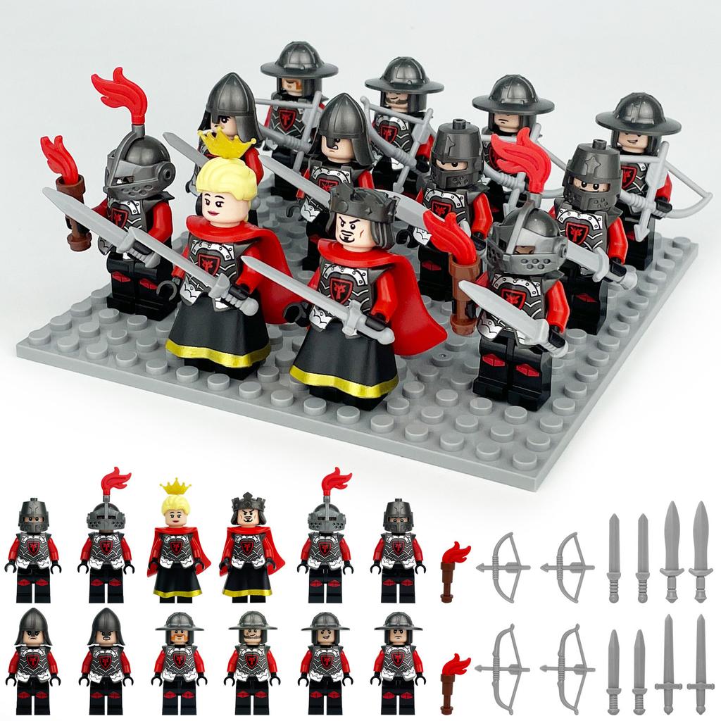 Castle Red Dragon Knight Figurine M8180 Children'S Assembly Small Particle Building Block Toy Weapon Accessories