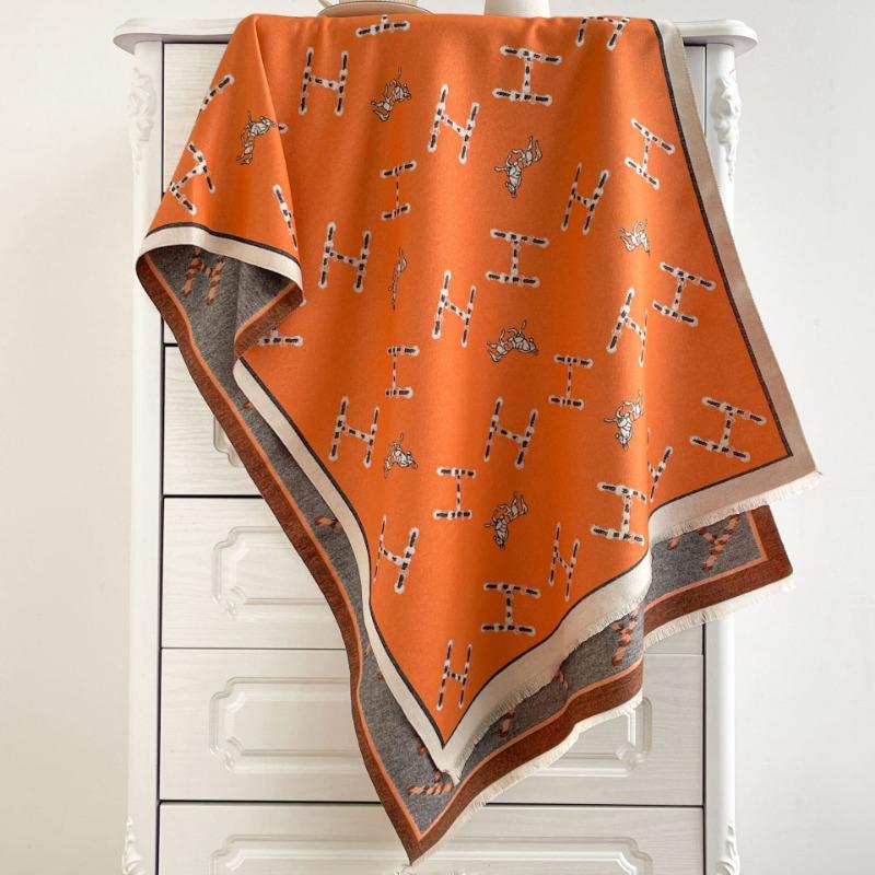 Autumn and winter warm orange horse imitation cashmere long scarf with large shawl women's scarf air-conditioned room versatile cape