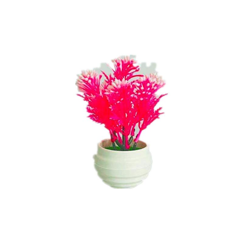 Artificial Green Plant Small Bonsai With Injection Molded Plastic Flowers For Desk Decor
