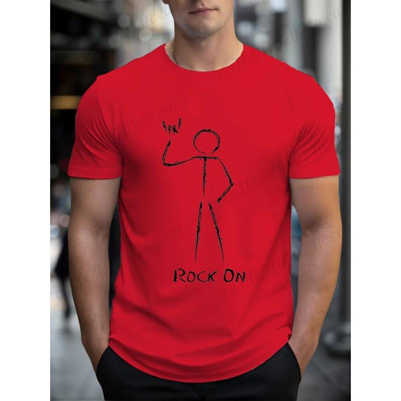 Cotton Rock On Printed Men's T-Shirt, Soft & Breathable O-Neck Short Sleeve Tee, Unisex Funny Style T-Shirts, Music Lover Tshirts