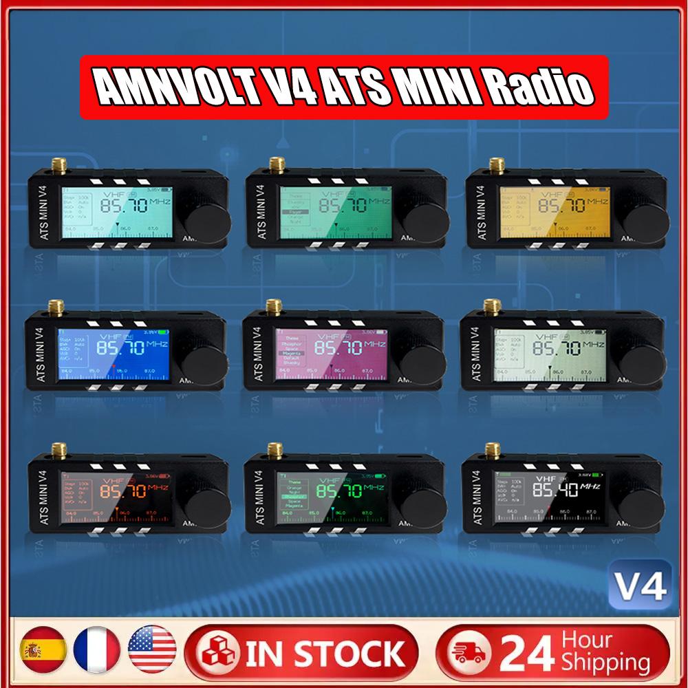 AMNVOLT V4 ATS MINI Radio with Headphone Amplifier Portable AM FM Radio Receiver Si4732 DSP Radio for Walking Hiking Camping